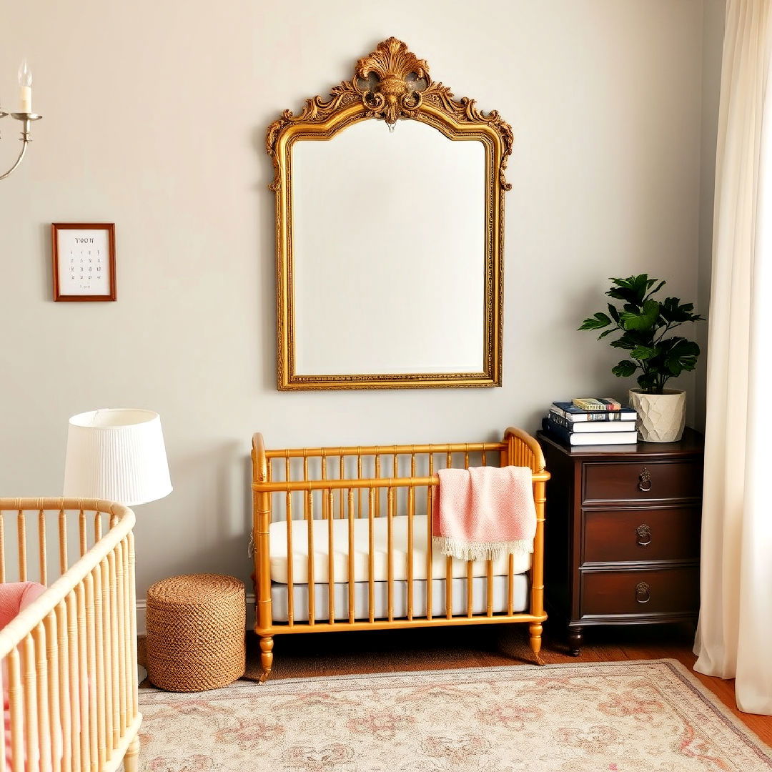 install vintage mirror - 25 Vintage Nursery Ideas