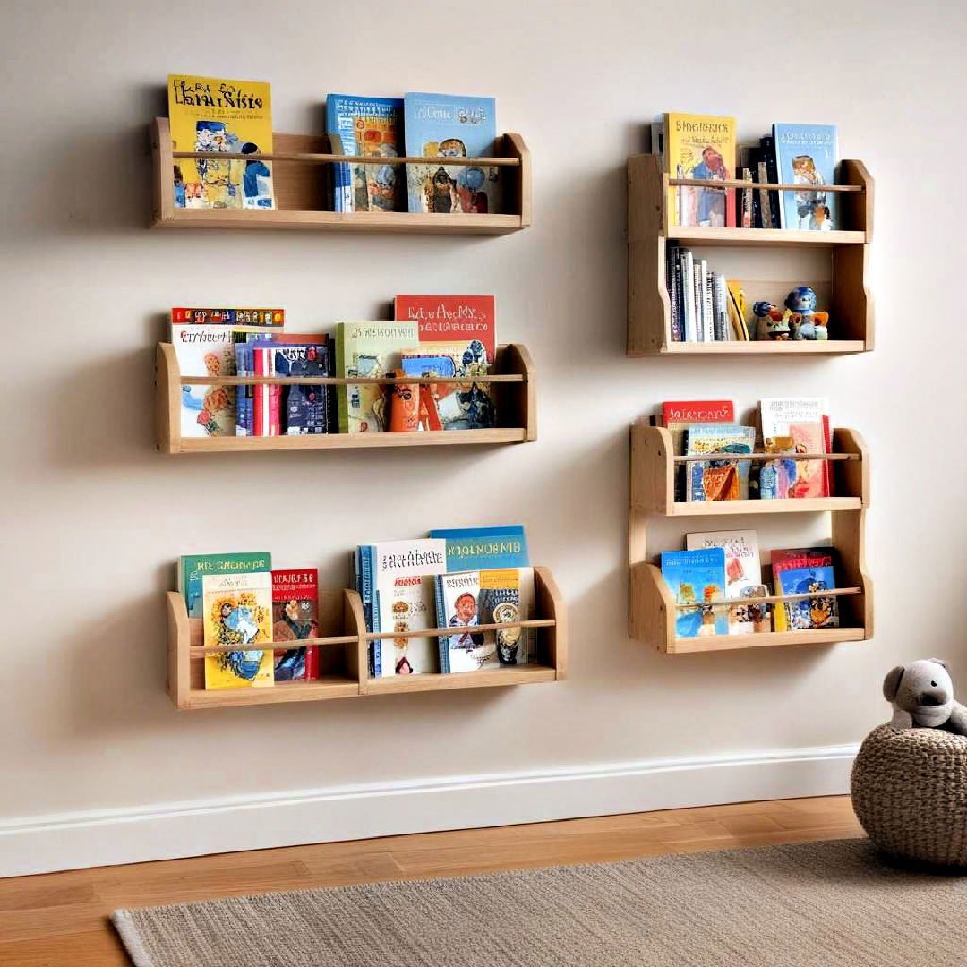 install wall mounted bookshelves - 40 Boys Room Ideas