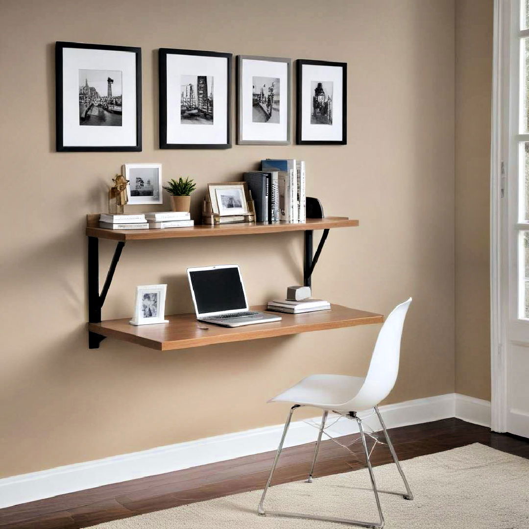 install wall mounted desk - 25 Small Guest Bedroom Ideas