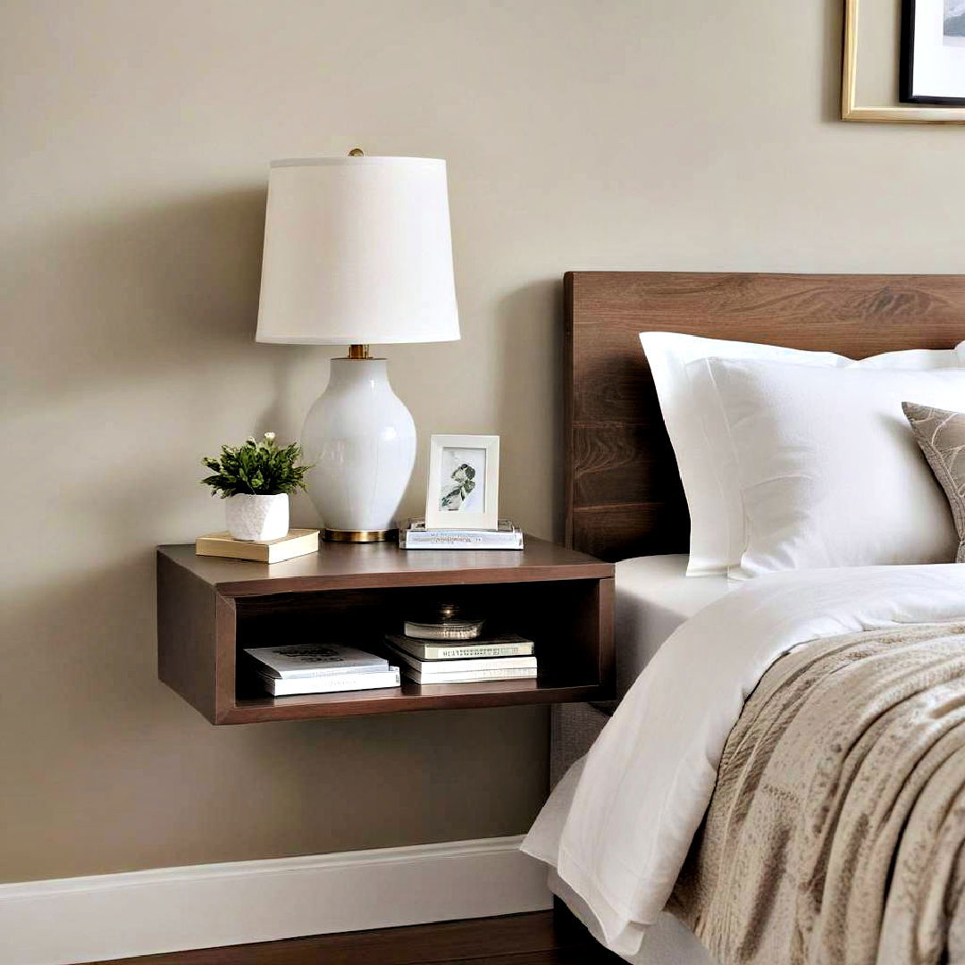install wall mounted nightstand - 40 Small Bedroom Ideas