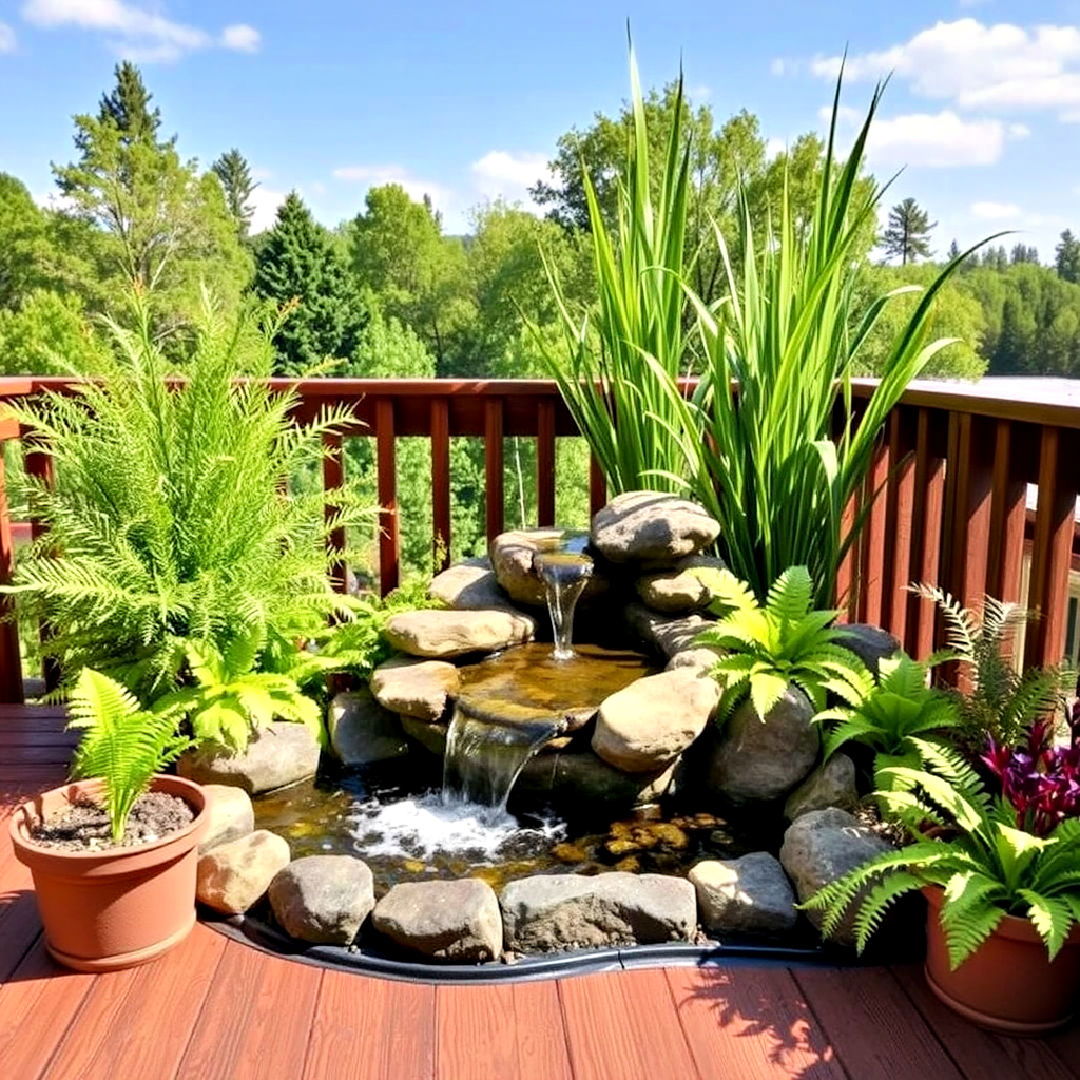 install water feature - 25 Deck Decorating Ideas With Plants