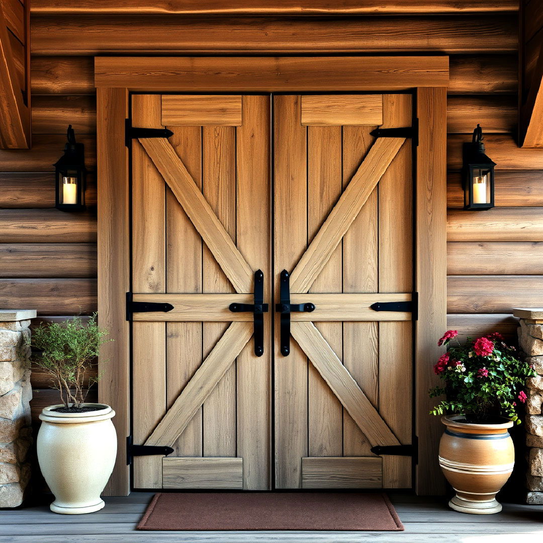 install weathered barn door - 25 Rustic Front Porch Ideas