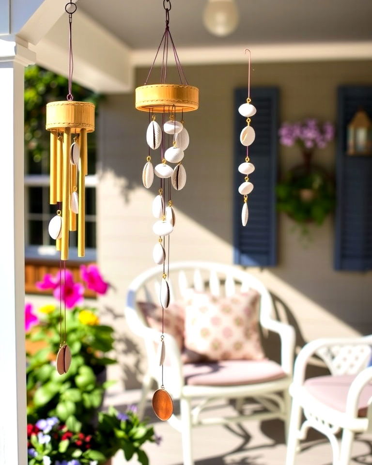 install whimsical wind chimes - 15 Cottage Front Porch Ideas