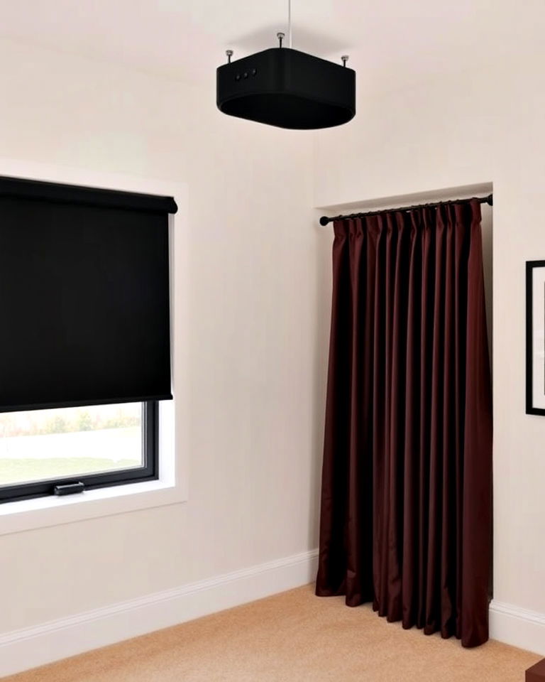 installing blackout blinds - 40 Small Home Theater Ideas