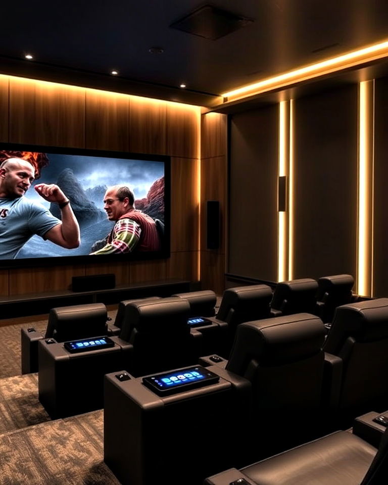 interactive touch panels for modern home theater - 20 Modern Home Theater Ideas
