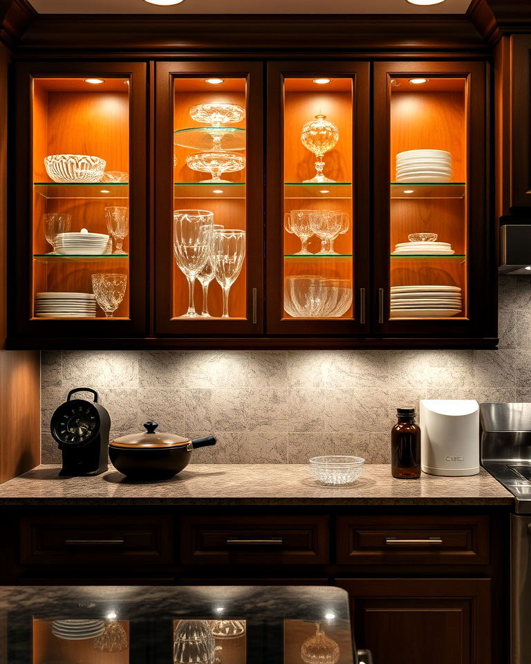 interior lighting for glass front cabinets - 15 Kitchen Cabinets With Glass Doors