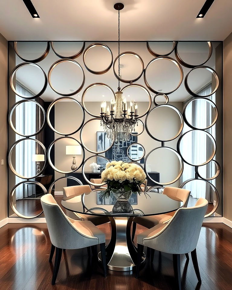 interlocking mirrors gallery wall - 30 Mirror Gallery Wall Ideas