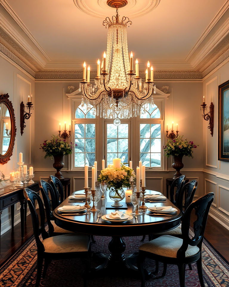 inviting ambiance with layered lighting - 25 Victorian Dining Room Ideas