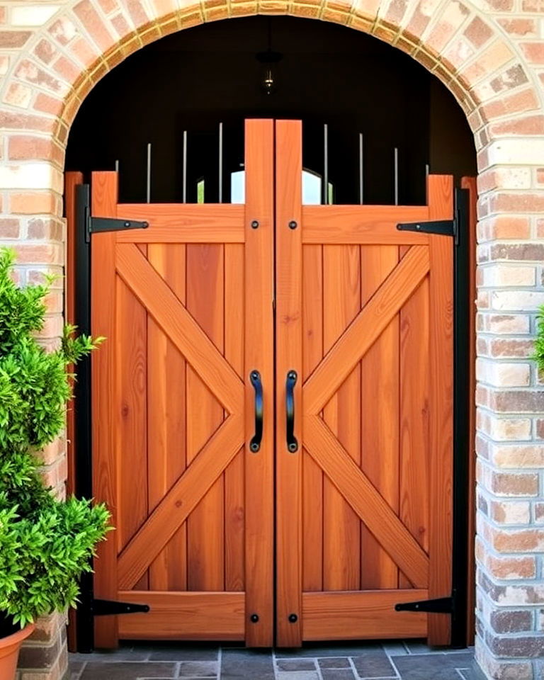 inviting feel with rustic farmhouse gate - 20 Front Door Gate Ideas