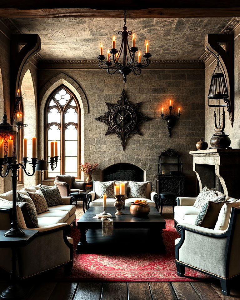 iron and metal accents decor - 20 Castle Living Room Ideas