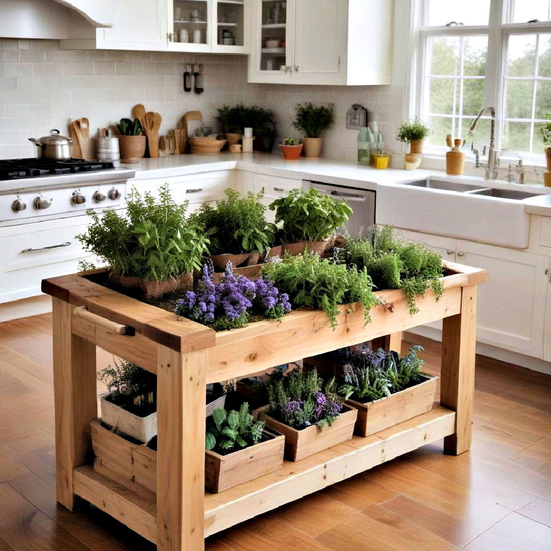 island with built in herb garden - 40 Kitchen Island Ideas