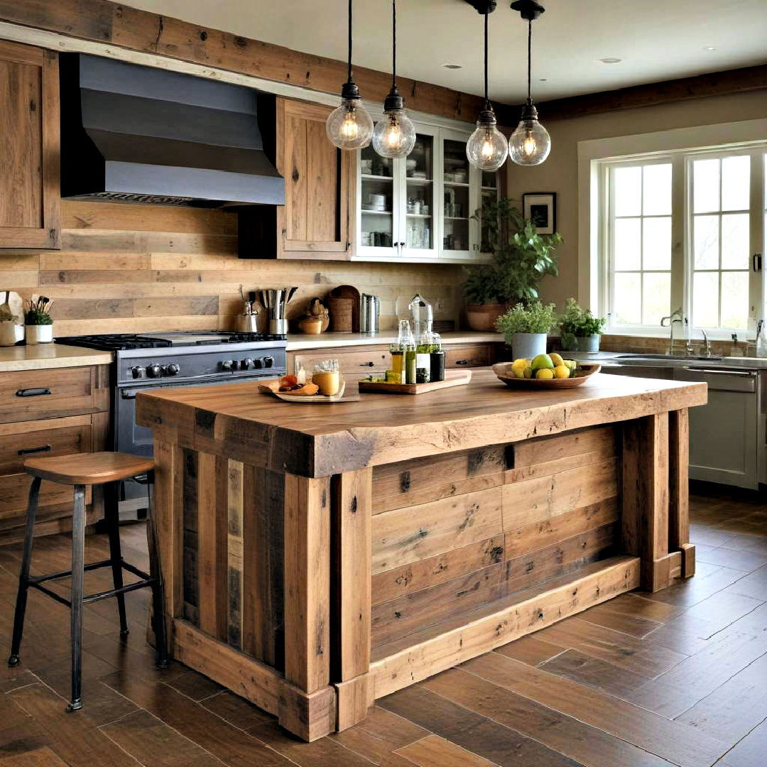 island with repurposed wood - 40 Kitchen Island Ideas