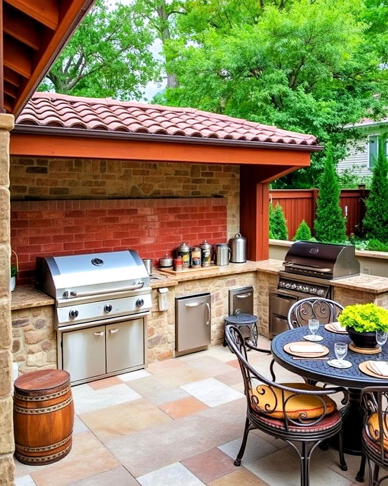 italian backyard with outdoor kitchen - 20 Italian Backyard Ideas