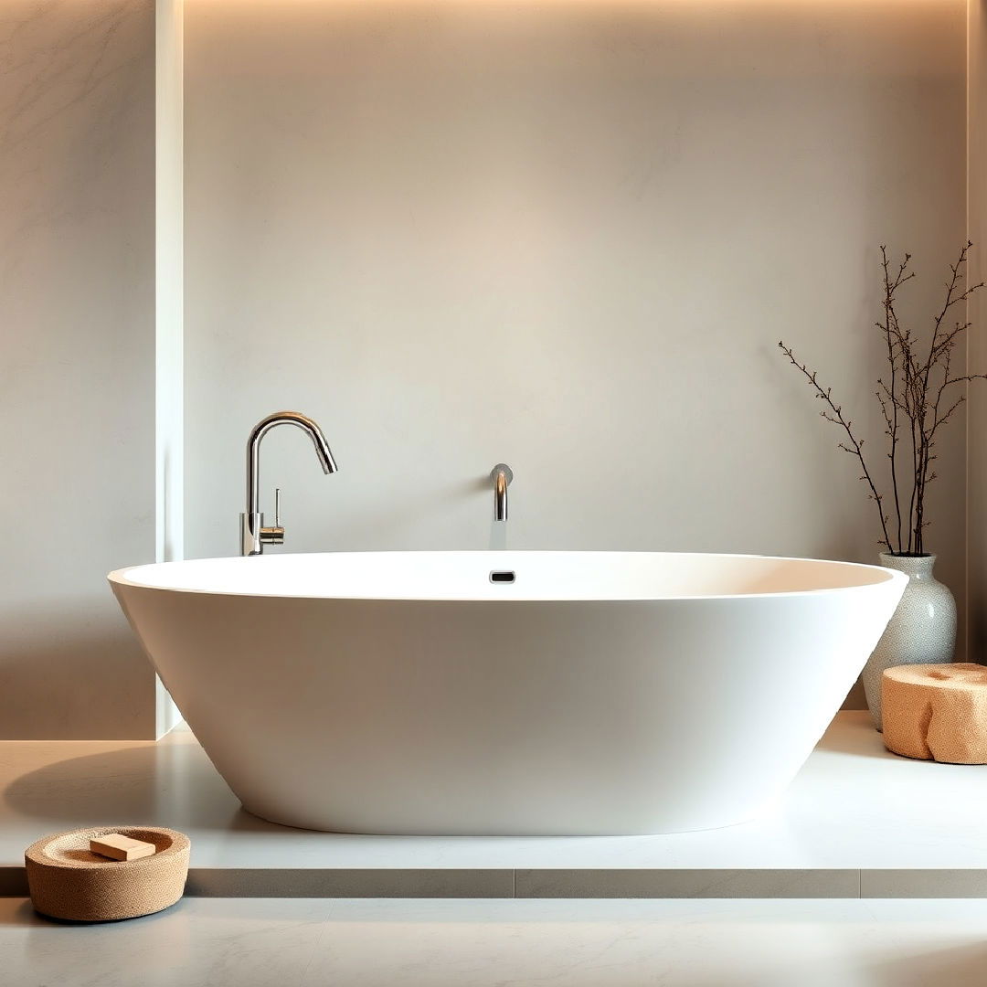japandi inspired bathroom with freestanding tub - 40 Japandi Bathroom Ideas