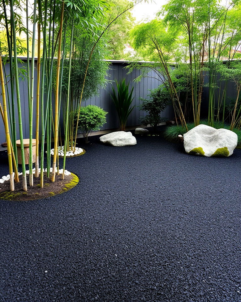 japanese garden landscape with black mulch - 25 Black Mulch Landscaping Ideas