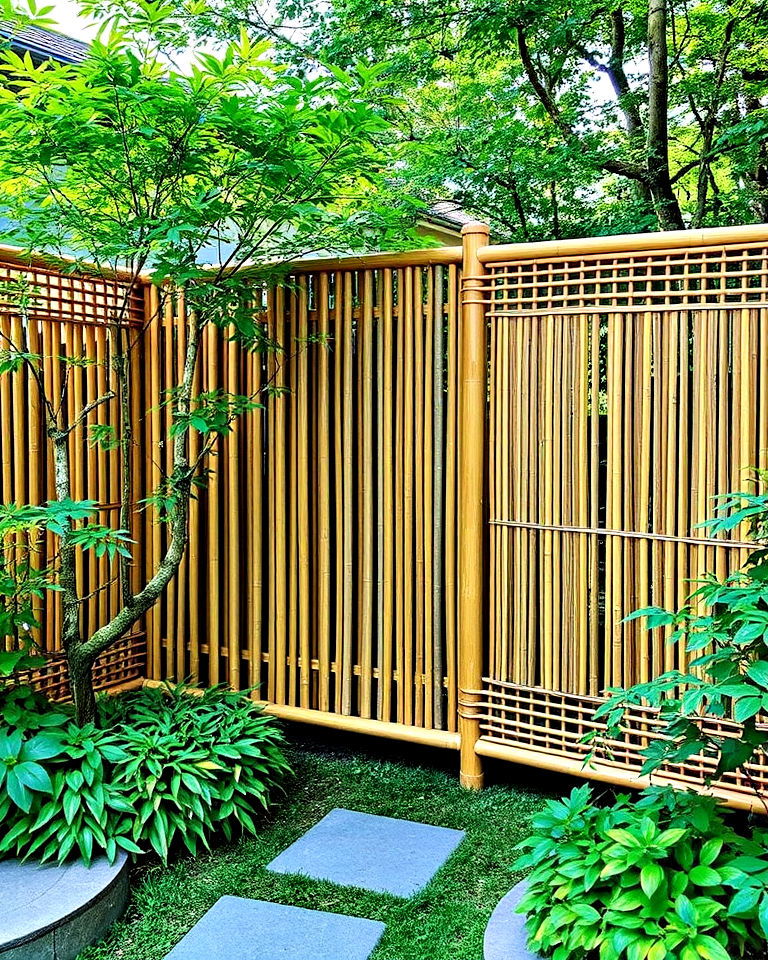 japanese garden with bamboo fences - 40 Japanese Garden Ideas