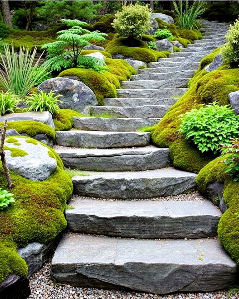 japanese garden with stone steps - 40 Japanese Garden Ideas