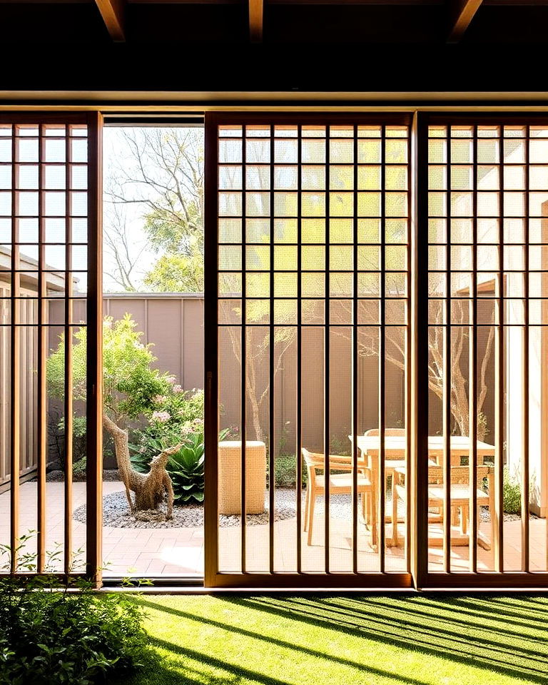 japanese inspired sliding panel fence - 40 Japanese Fence Ideas