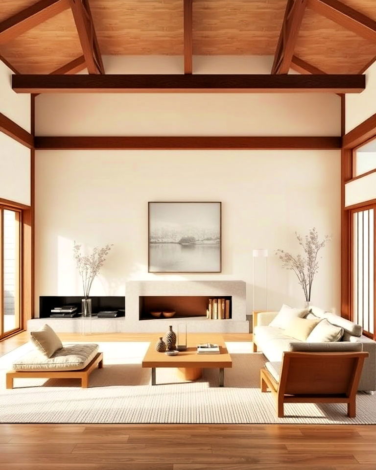 japanese style neutral color palette - 25 Japanese Style Living Room Ideas