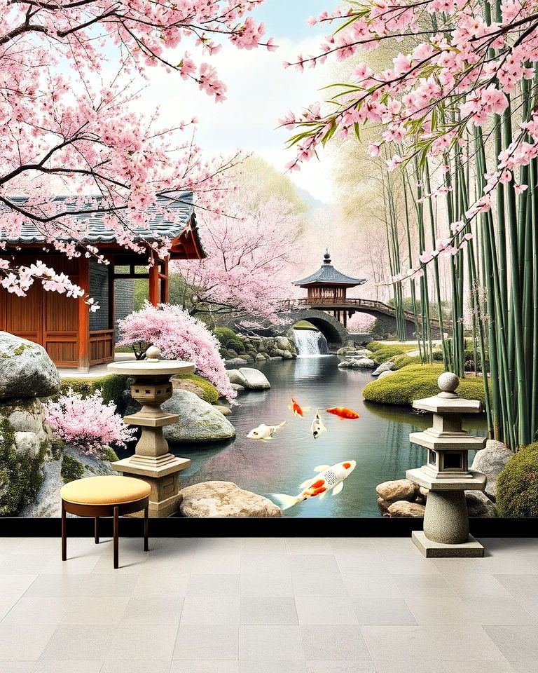 japanese zen garden mural - 30 Garden Mural Ideas