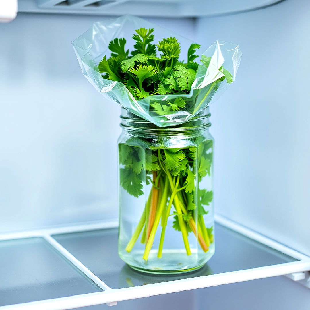 jar of water for herbs - 20 Refrigerator Organization Ideas