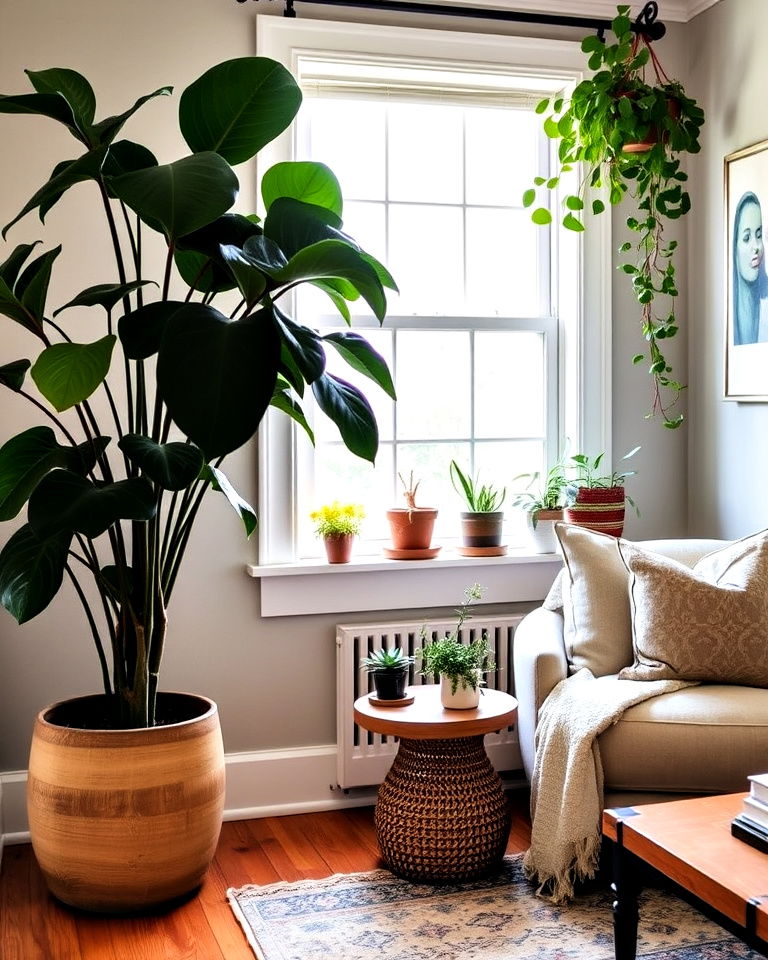 joanna gaines living room with greenery - 25 Joanna Gaines Living Room Ideas