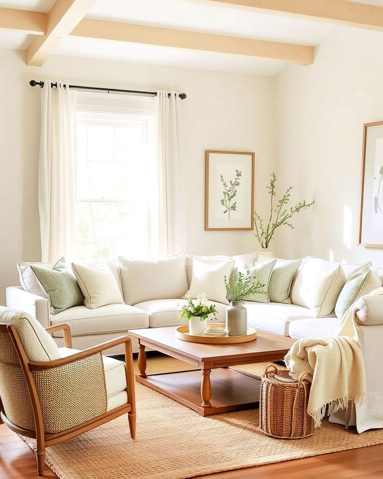 joanna gaines living room with neutral tones - 25 Joanna Gaines Living Room Ideas