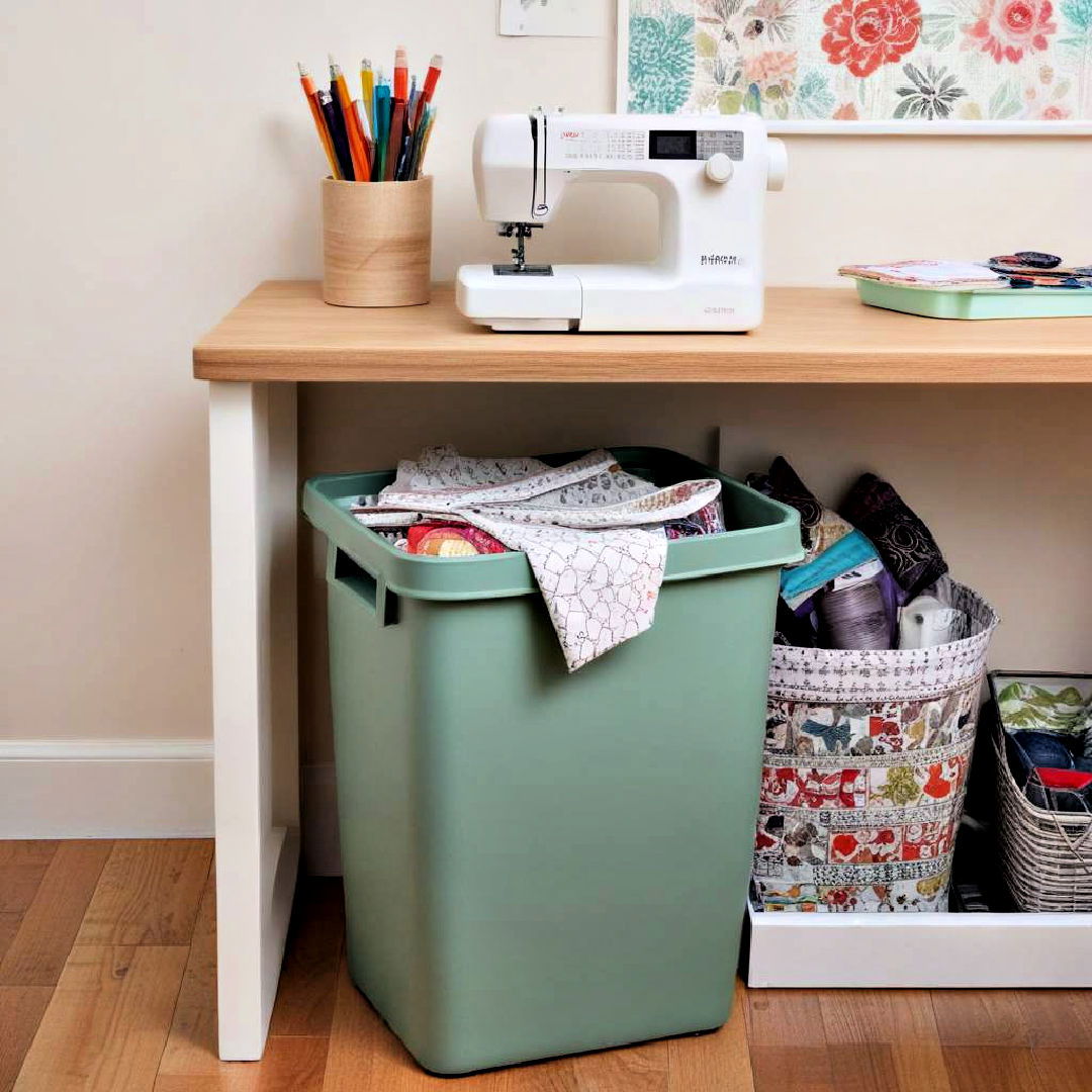 keep a small trash bin nearby - 15 Sewing Room Ideas