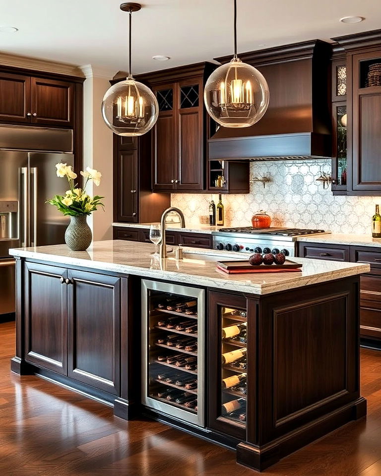 kitchen island with built in wine storage - 20 Luxury Kitchen Island Ideas