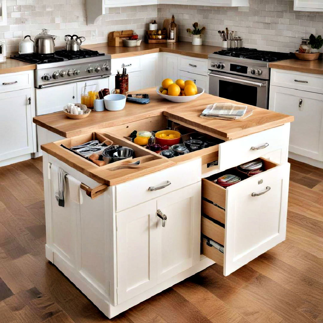 kitchen island with storage drawers - 40 Kitchen Island Ideas