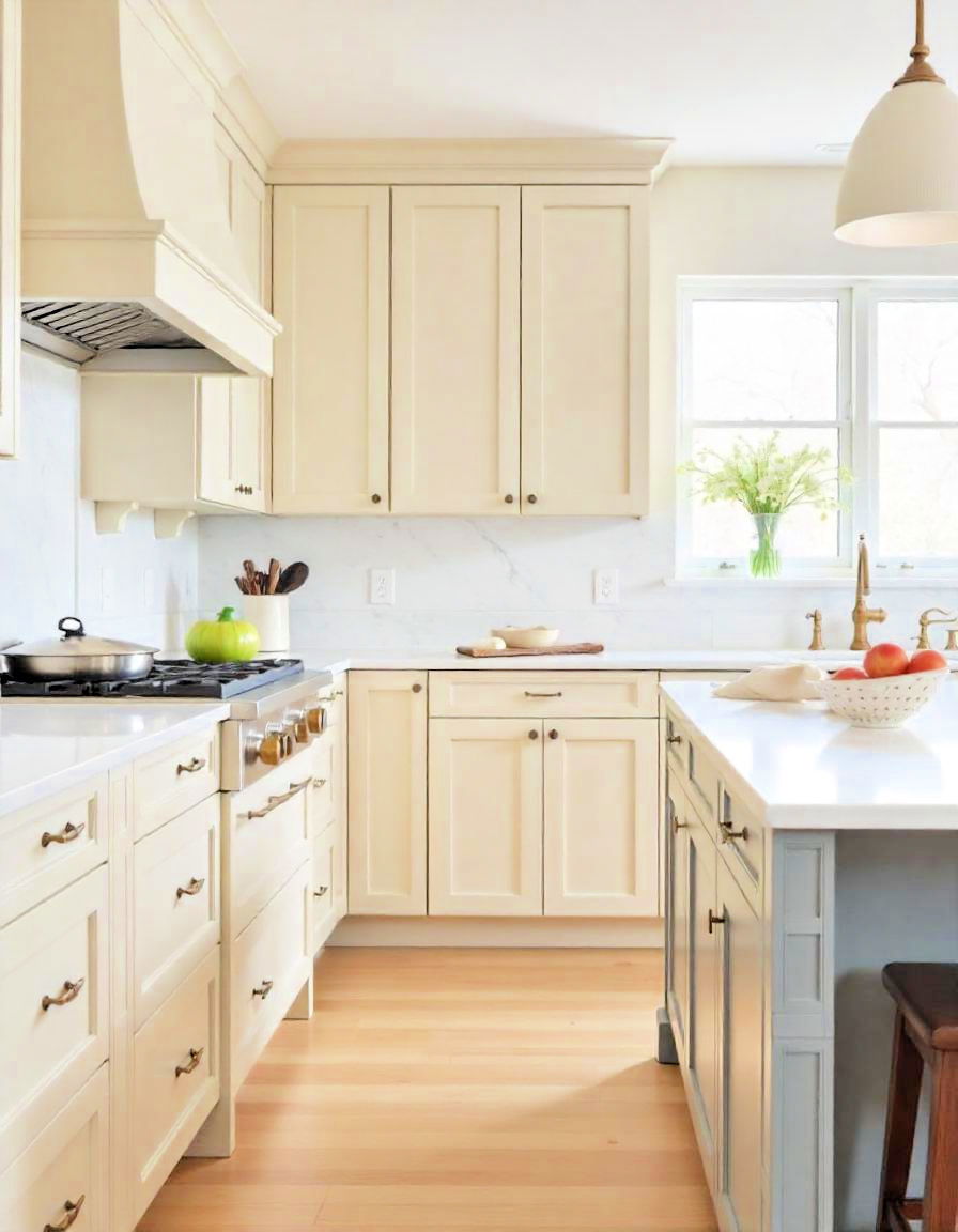 kitchen with cashmere and marble combo - 20 Cashmere Kitchen Ideas