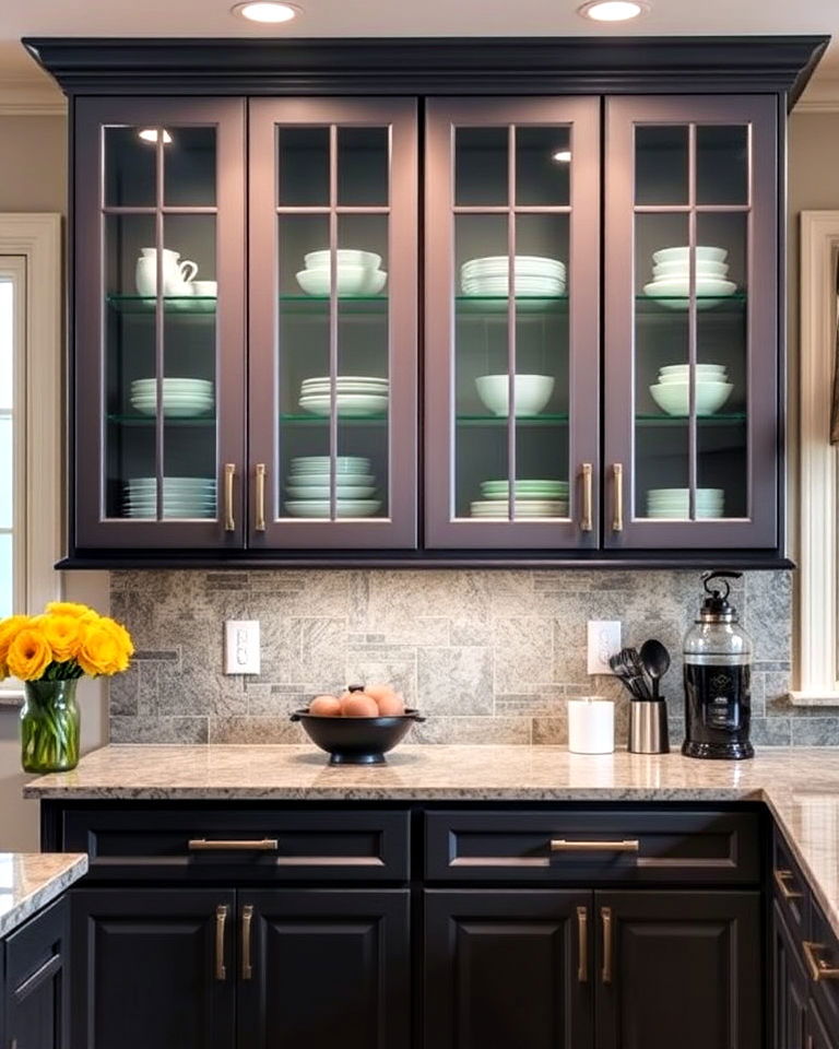kitchen with colored glass cabinets - 15 Kitchen Cabinets With Glass Doors