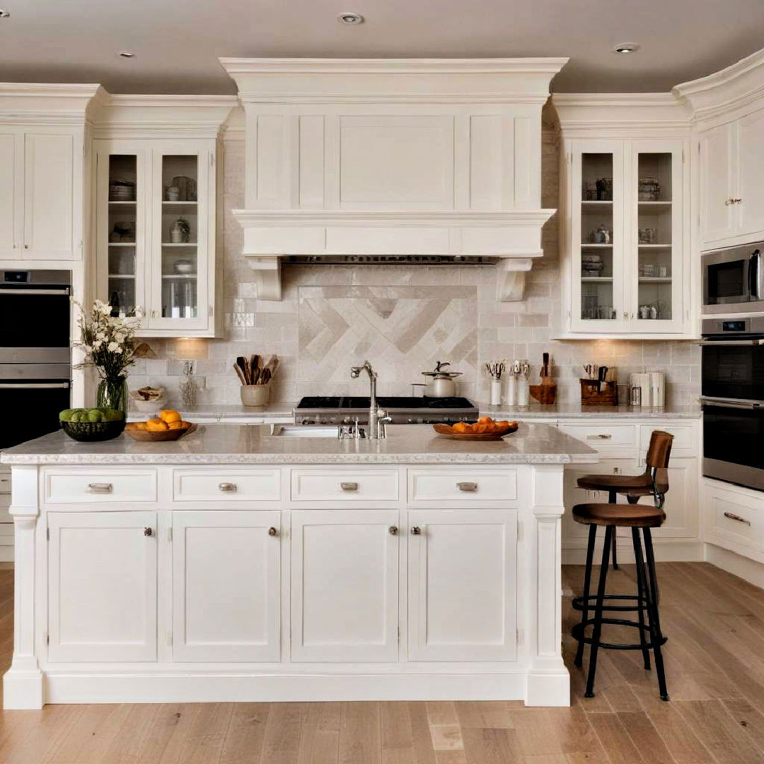 kitchen with custom off white cabinets - 15 Off-white Kitchen Cabinets