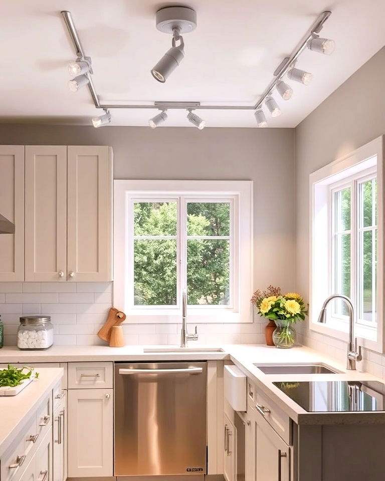 kitchen with customizable track lengths - 20 Kitchen Track Lighting Ideas