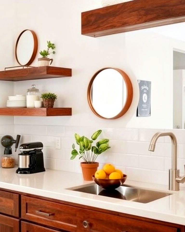 kitchen with decorative small mirrors - 20 Mirror in Kitchen Ideas