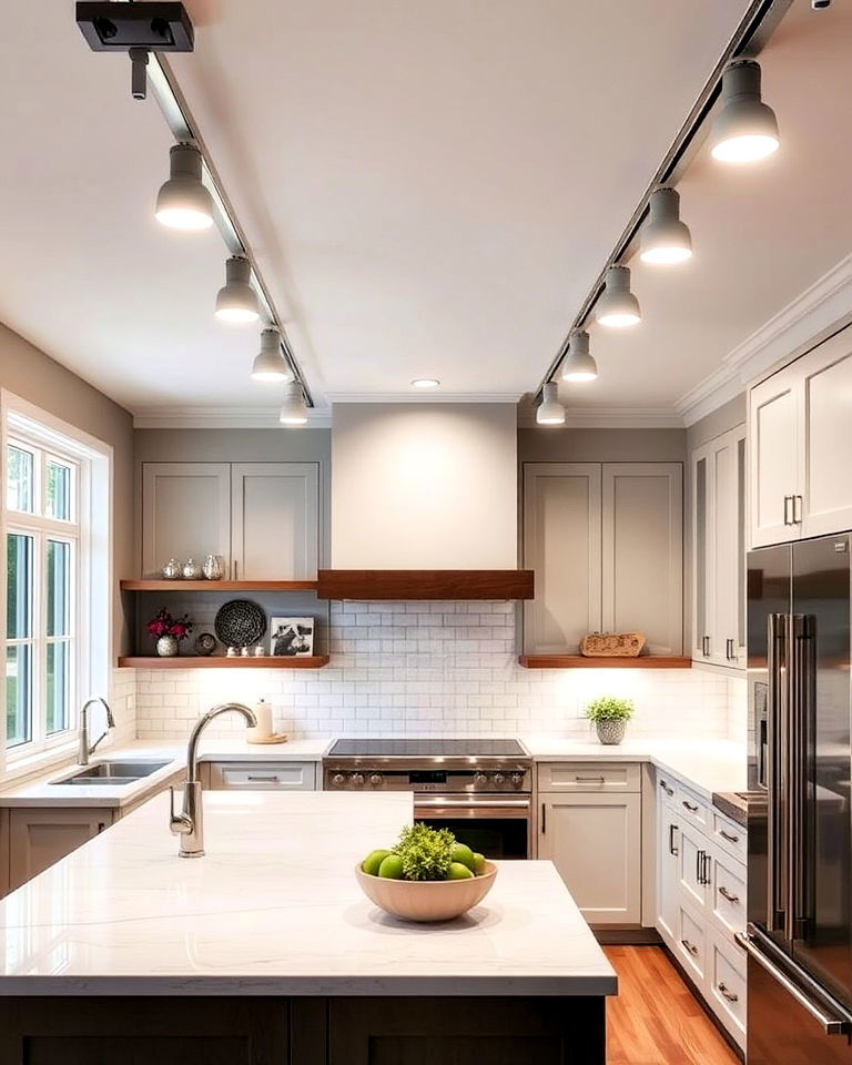 kitchen with dual track lighting - 20 Kitchen Track Lighting Ideas