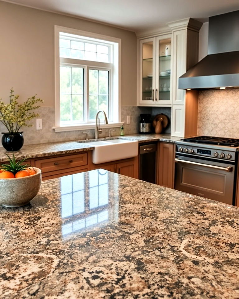 kitchen with leathered granite countertops - 40 Kitchen Countertop Ideas