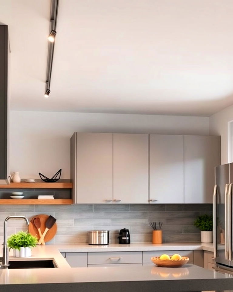 kitchen with low profile track lighting - 20 Kitchen Track Lighting Ideas