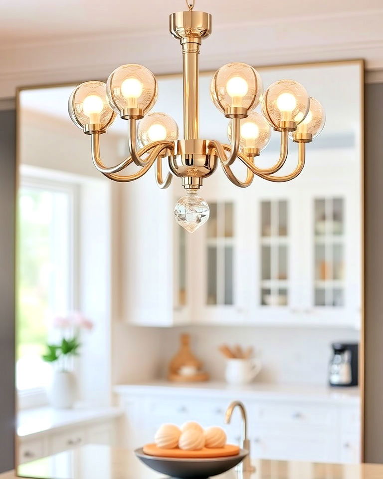 kitchen with mirrored light fixtures - 20 Mirror in Kitchen Ideas