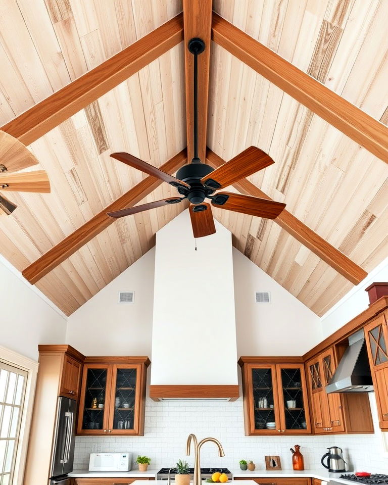 kitchen with vaulted ceiling and ceiling fan - 20 Sloped Ceiling Kitchen Ideas
