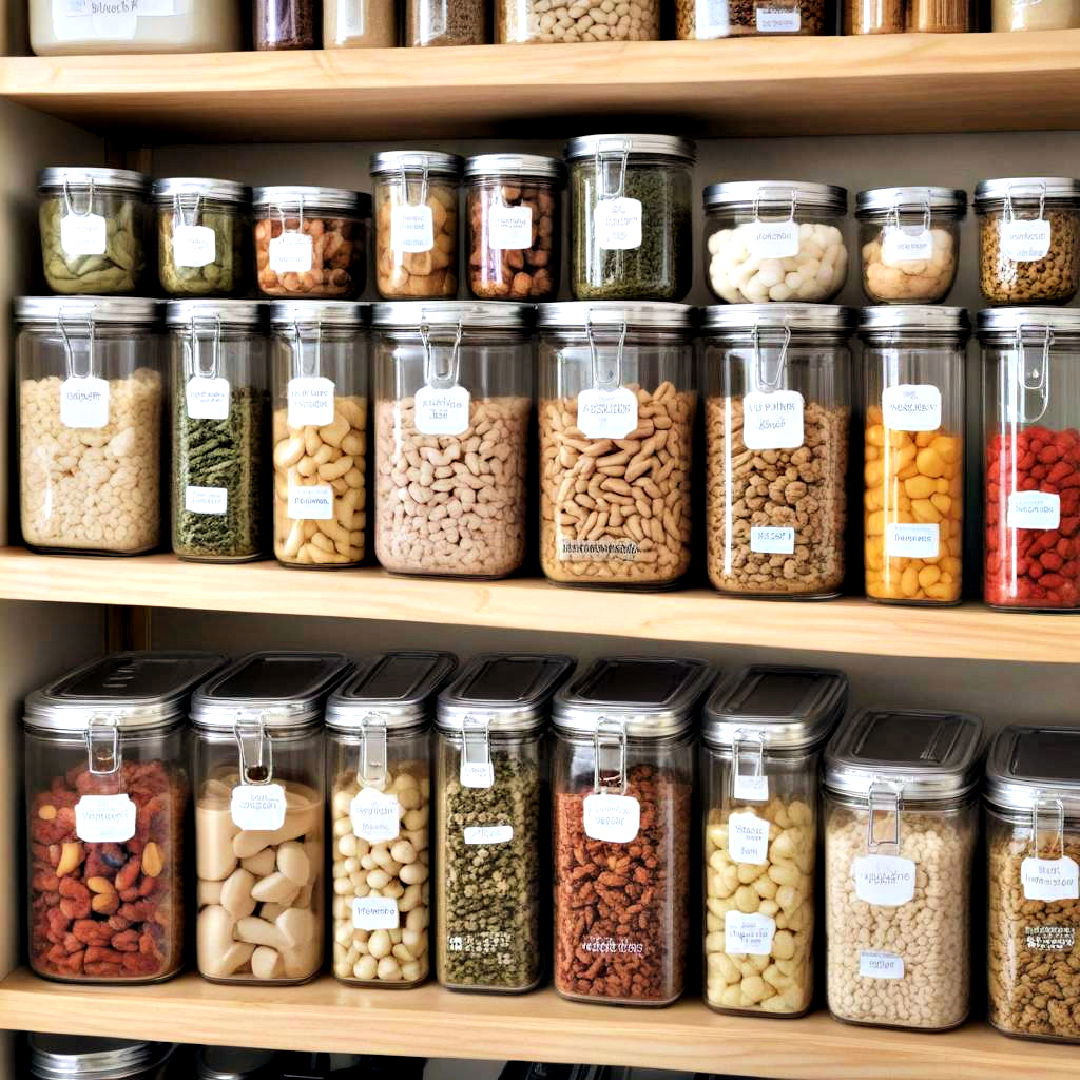 label food storage canisters - 40 Kitchen Organization Ideas