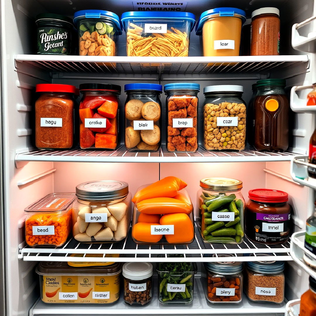 labeled containers for refrigerator organization - 20 Refrigerator Organization Ideas