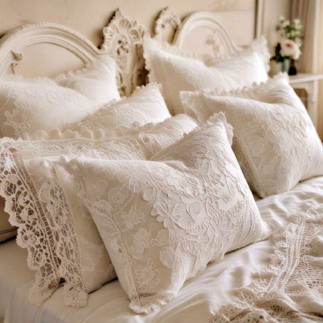 lace accent pillow covers for boho bedroom - 40 Boho Bedroom Ideas