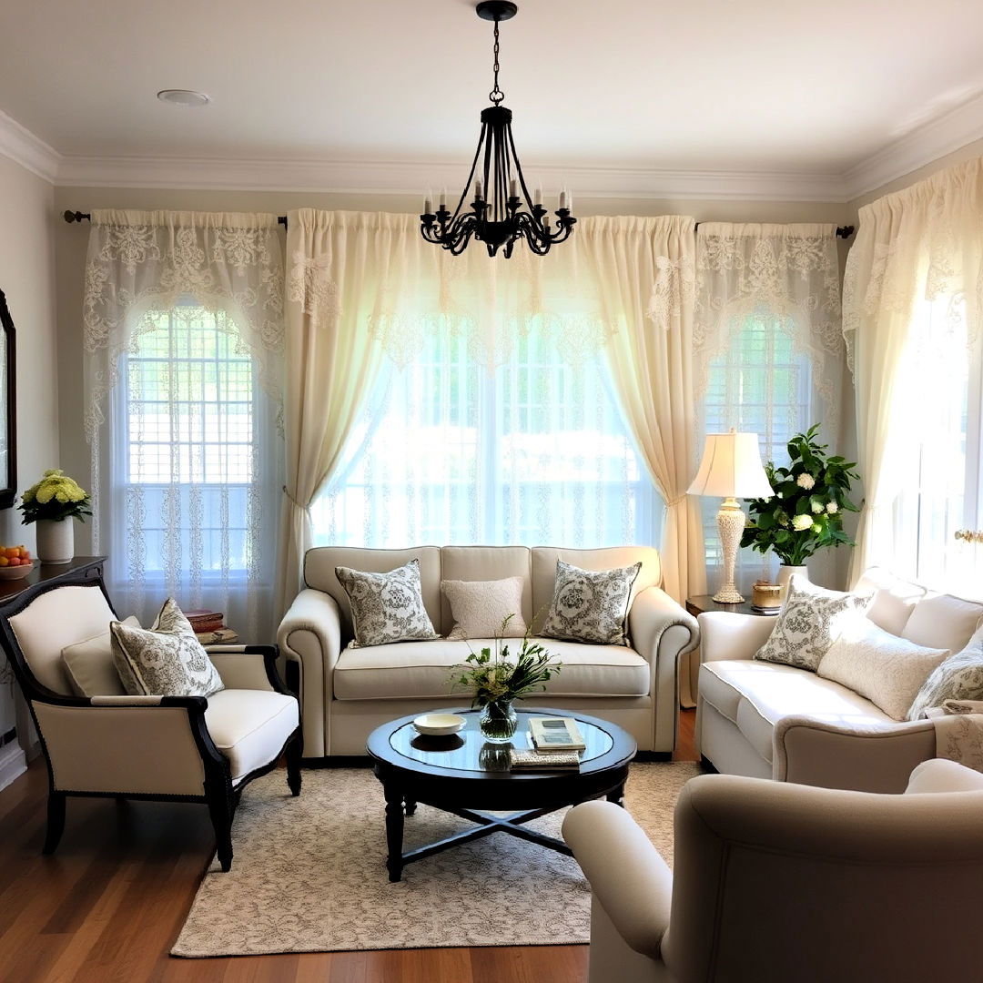 lace curtains for shabby chic living room - 25 Shabby-chic Style Living Room Ideas