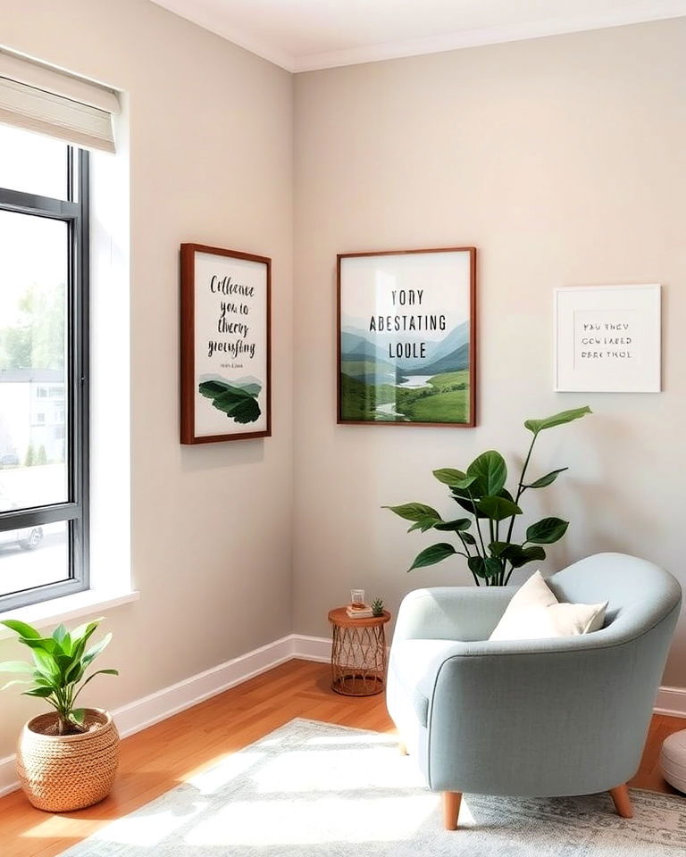 lactation room with inspirational artwork - 20 Lactation Room Ideas