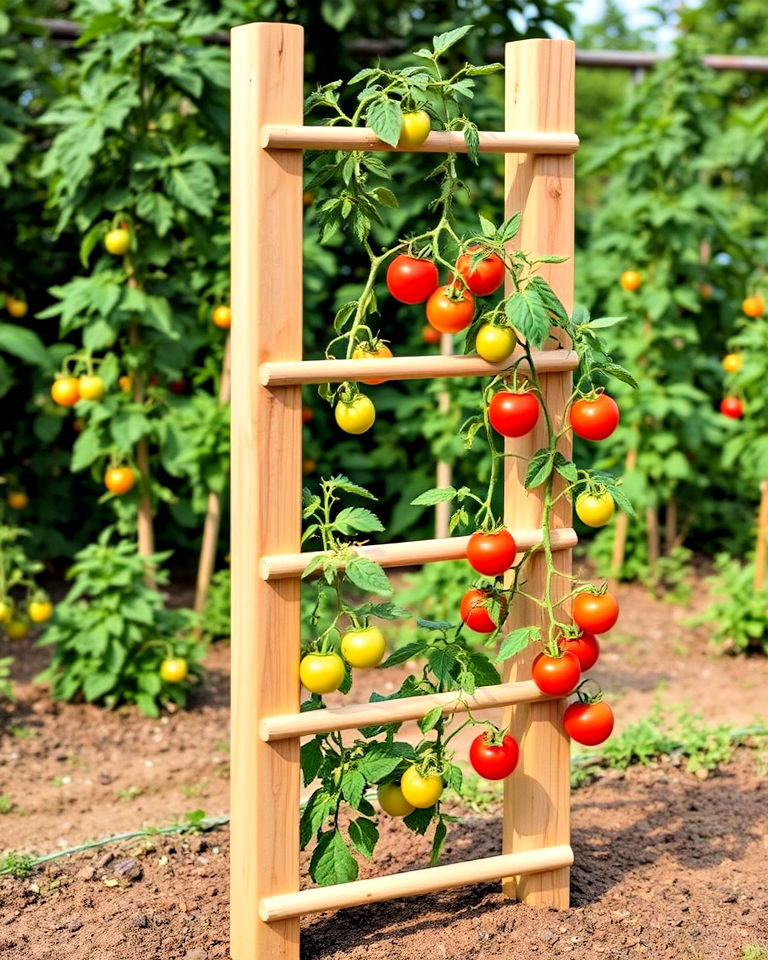 ladder style tomatoes trellis - 30 Tomato Trellis Ideas