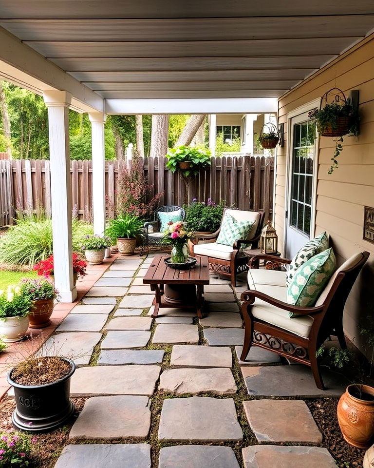 laid back vibe randomized paver placement - 40 Paver Patio Ideas