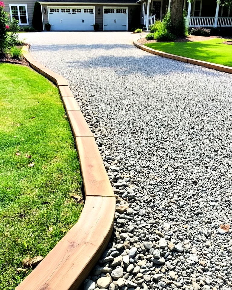 landscape timber edging for gravel driveway - 25 Gravel Driveway Edging Ideas