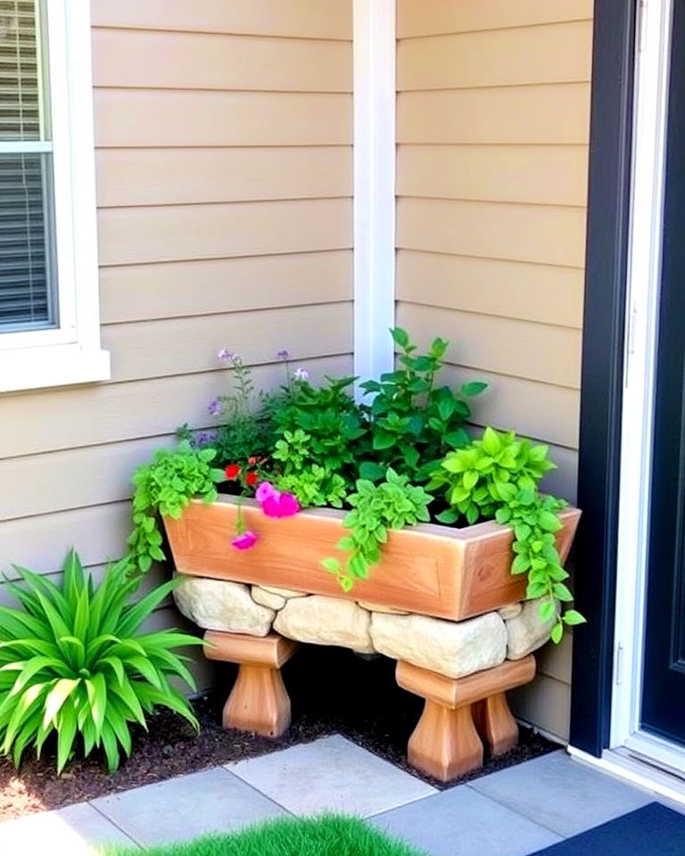 landscaping with elevated corner planter - 30 Corner Landscaping Ideas