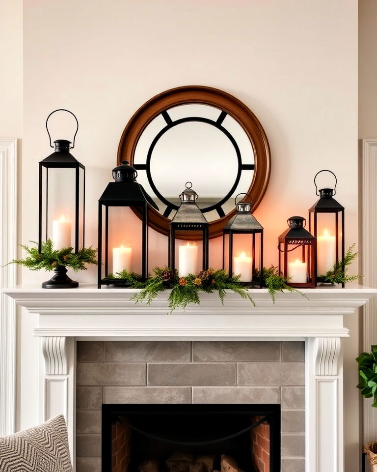 lantern display on fireplace mantel ideas - 30 Lantern Decor Ideas
